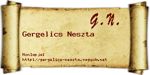 Gergelics Neszta névjegykártya